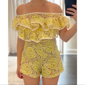 ALEXIS NEVER WORN lace crochet ruffle romper NWOT